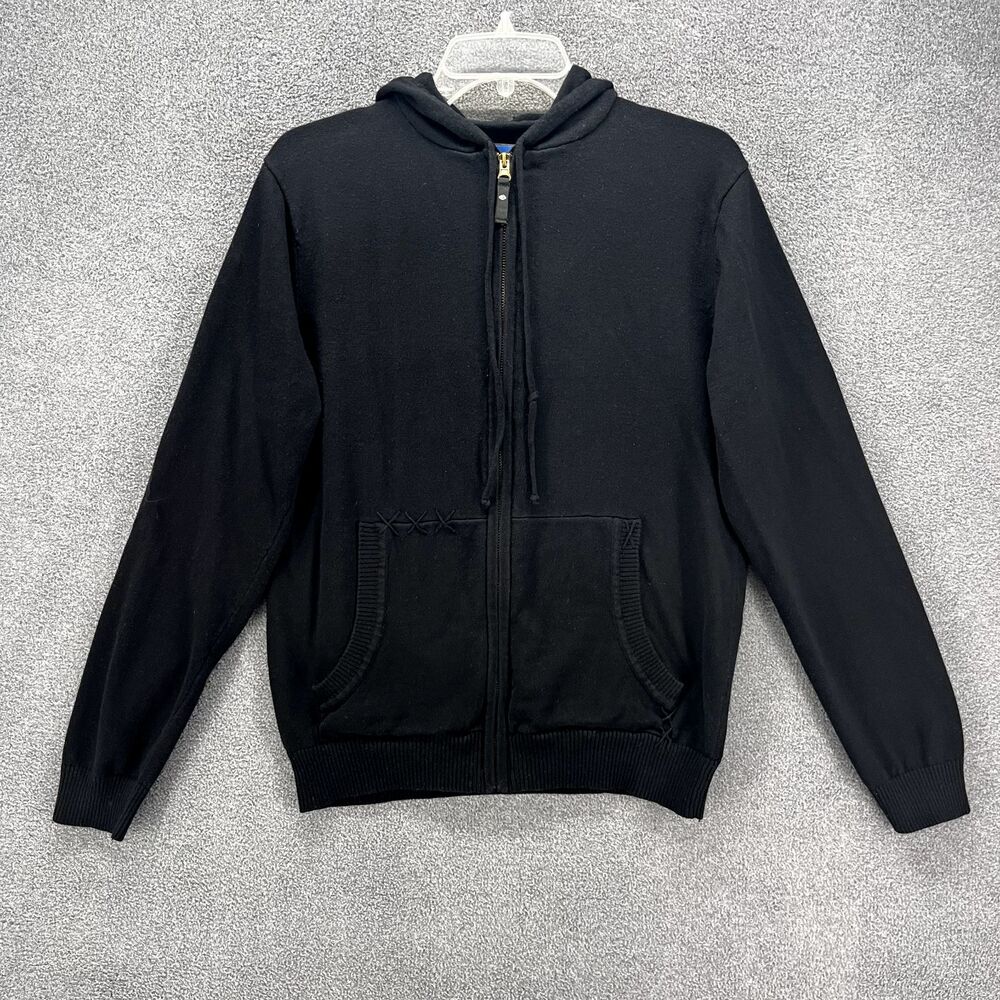 Joseph Abboud Jacket Hooded Mens Small Black Full‎ Zip Knit Wool cotton Blend